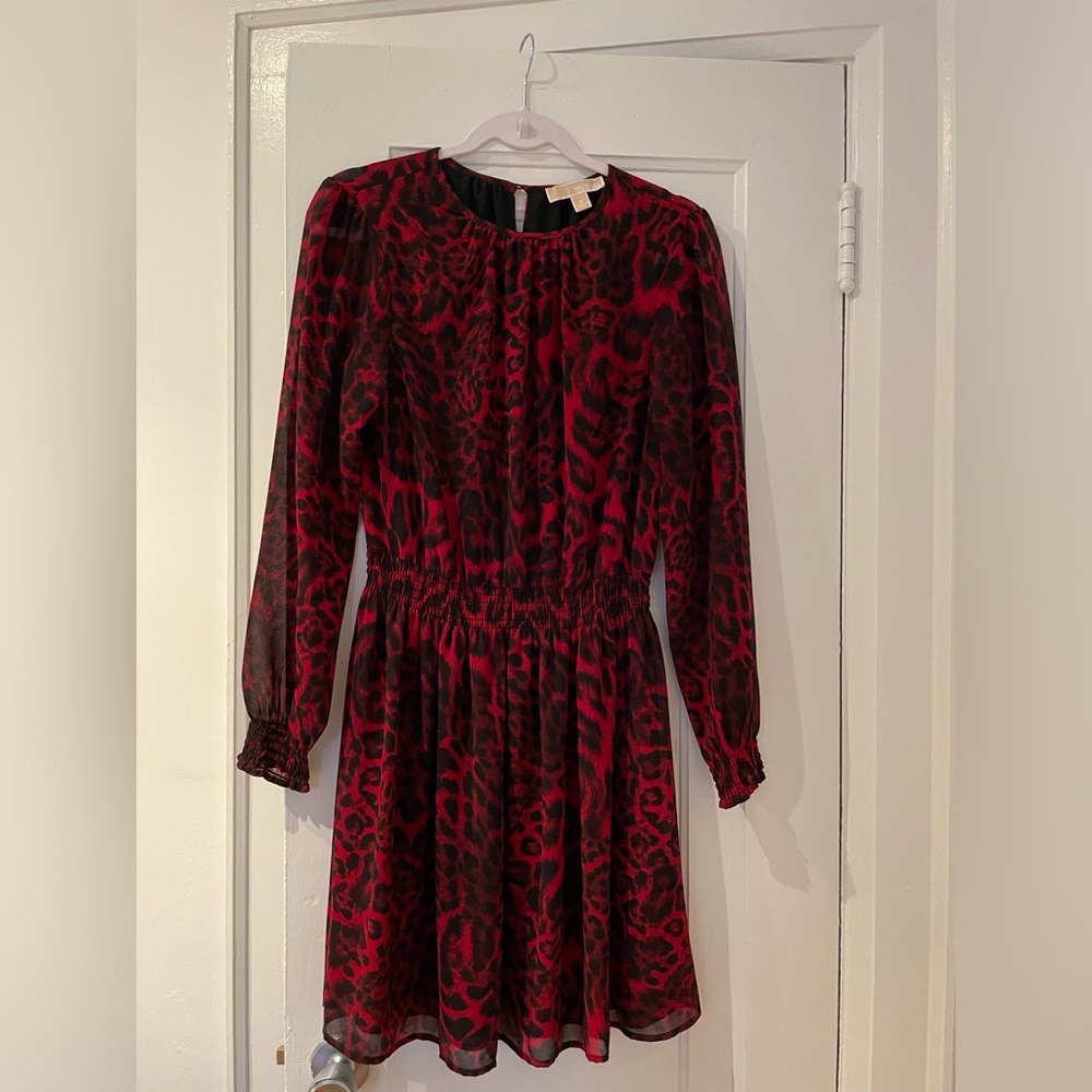 MICHAEL KORS Red Leopard print dress